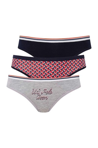 U.S. Polo Assn. - Γυναικείο Navy Blue - Γκρι - Σλιπ 3 τεμαχίων εμπριμέ 66315