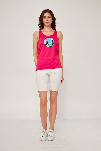 Moda Işık Sports Tank Fuchsia Color Winter Printed