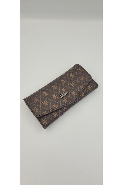 DAVID POLO Women's Quality Patterned Multi-Compartment Large Size Wallet with Mobile Phone Detail