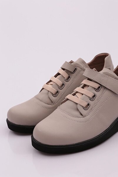 DGN Kadın Cırtlı Comfort Ayakkabı Vizon Hakiki Deri 34793