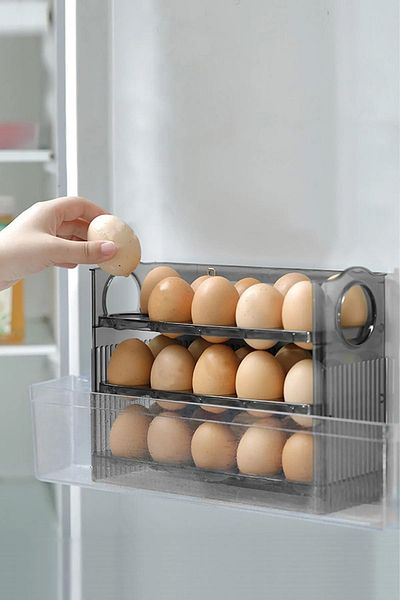 Sunplast 3 Shelves Fridge Egg Holder Organizer Organizer Refrigerator Pantry Tabletop Set
