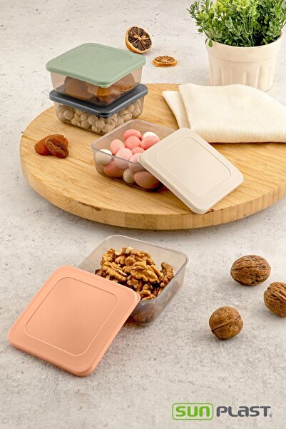 Sunplast 12'li KARE Kahvaltı Seti - Sızdırmaz Silikon Kapaklı Erzak Gıda Piknik Saklama Kabı Kahvaltılık Set
