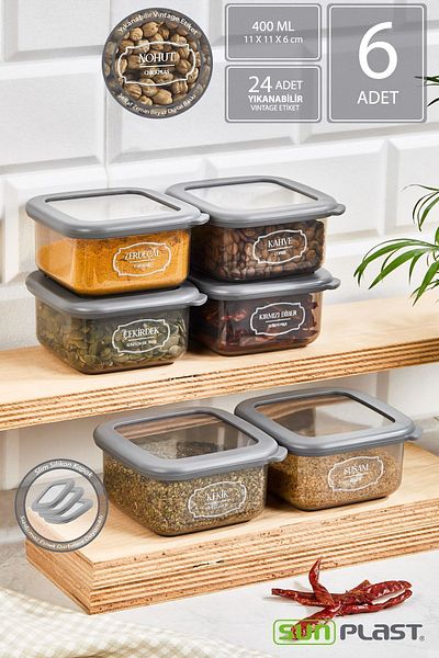 Sunplast ROYAL 6-Piece Storage Container Set - Leak-Proof Silicone Transparent Lid - Anthracite Food Container