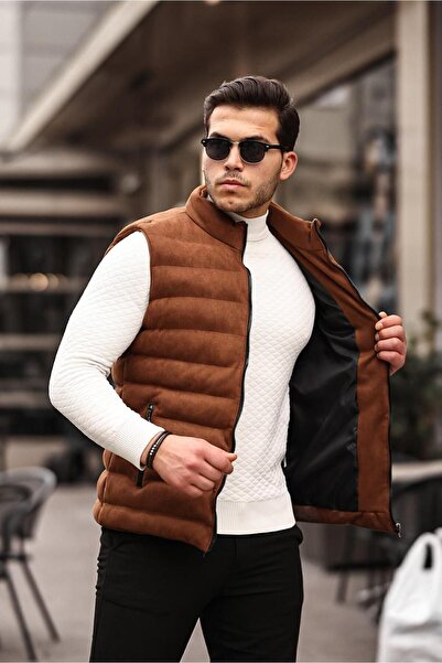 Mero Life Мъжка кафява пухена яке от нубук