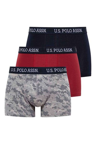U.S. Polo Assn. Ανδρικό Navy Blue - Printed - Claret Red 3-Pece Boxer 80450ınt