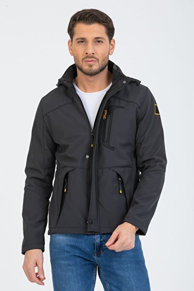 Mero Life Men's Gray Softshell Jacket - Hooded, Water and Windproof