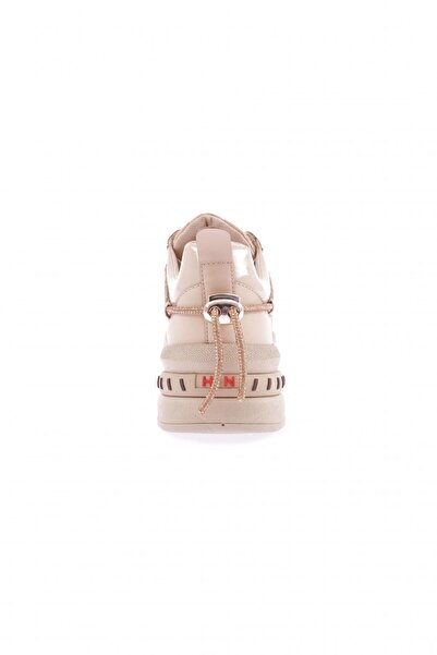 DGN Kadın Silver Taş Ip Detaylı Bağcıklı Sneakers Ayakkabı Ten Kapitone 1232831