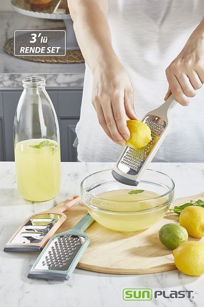 Sunplast 3-Piece Non-Slip Hand Grater Set - Grater, Chopping, Peeling - Hand Grater