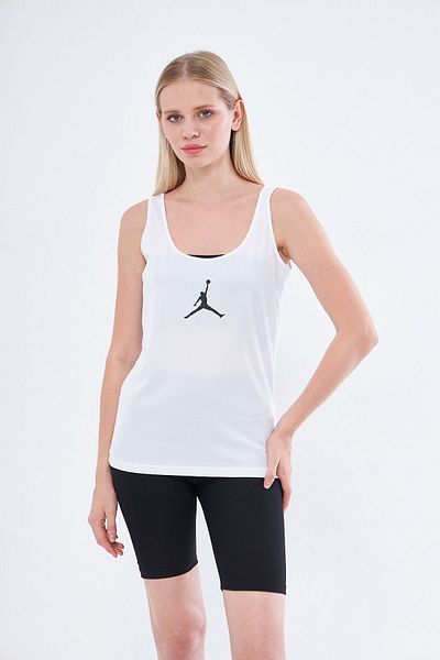 Moda Işık Jordon Printed White Thick Strap Sports Undershirt