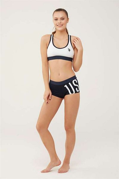 U.S. Polo Assn. Λευκό γυναικείο αθλητικό μπουστάκι και σορτς