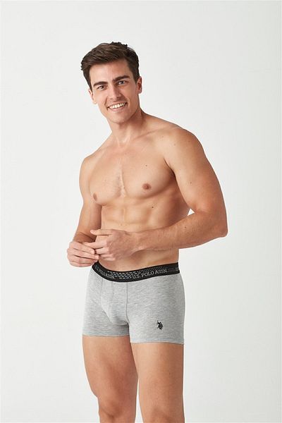 U.S. Polo Assn. Ανδρικό γκρι Melange - Μαύρο Boxer 2 τεμαχίων 80375