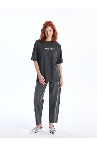 LC Waikiki Tricou supradimensionat pentru femei LCW - Decolteu, imprimat