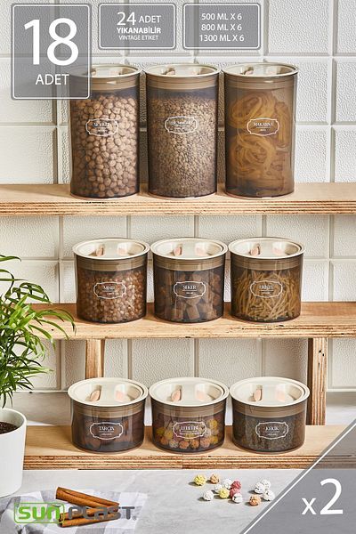 Sunplast Set of 18 Storage Containers - Leak Proof Ergonomic Lockable Lid - Latte Food Container