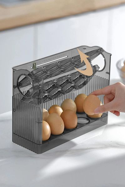 Sunplast 3 Shelves Fridge Egg Holder Organizer Organizer Refrigerator Pantry Tabletop Set