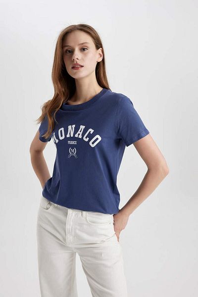 DeFacto Regular Fit Crew Neck Printed Short Sleeve Women's T-Shirt C2617Ax