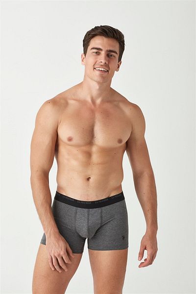 U.S. Polo Assn. ΒΑΣΗ. Polo Assn. Ανδρικό σετ μπόξερ 2 τεμαχίων μαύρο Anthracite Melange