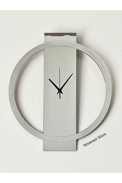 NİSANEST Gümüş Aynalı Pleksiglass Yüzük Model Duvar Saati