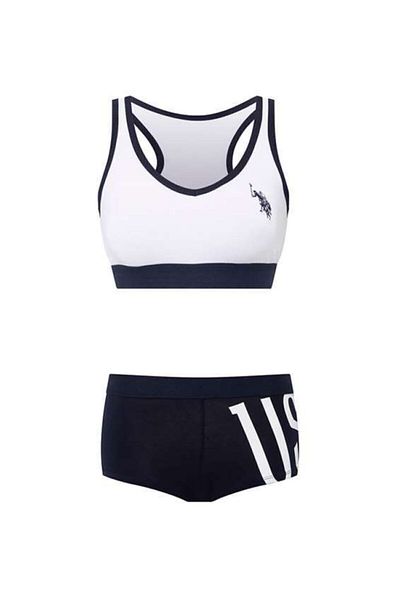 U.S. Polo Assn. Λευκό γυναικείο αθλητικό μπουστάκι και σορτς