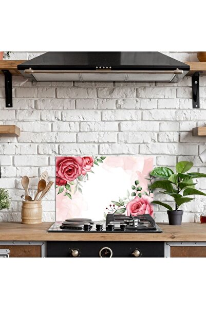 Decovetro 60x52 см Вінтажна захисна панель для плити з візерунком троянд