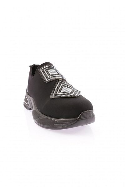DGN Negru - M610-22k Pantofi pantofi pentru femei cu talpă groasă, cu motiv de piatră elastică, negru