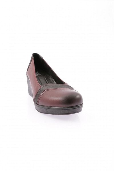 DGN Pantofi Confort damă cu talpă cu pană Burgundy Lurex Piele autentică 7623217