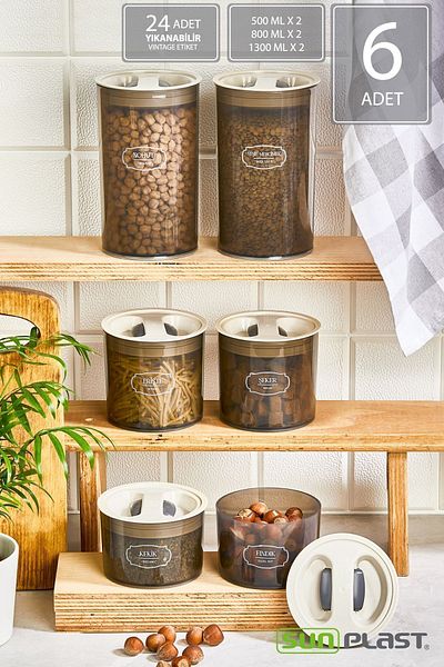 Sunplast 6-Piece Storage Container Set - Leak-Proof Ergonomic Lid - Anthracite Food Container