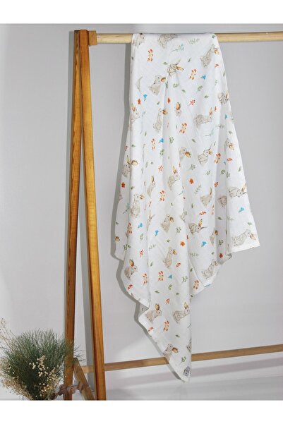 Atölye Eda Exclusive Cotton Muslin Blanket Baby Blanket and 4-Piece Mouth Wipes Set 6 Pieces