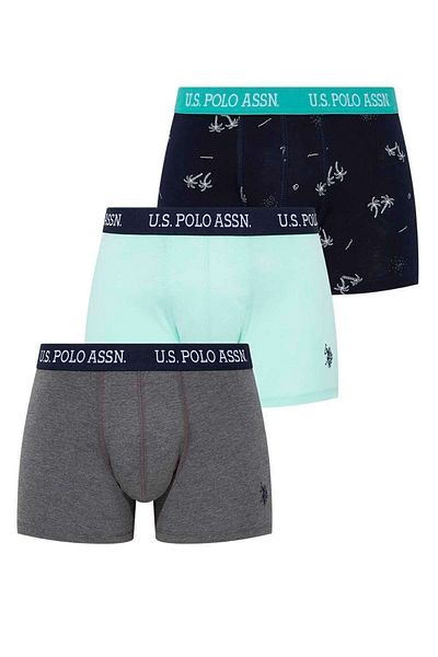 U.S. Polo Assn. Ανδρικό Navy Blue - Mint - Anthracite Melange 3-Pece Boxers 80446
