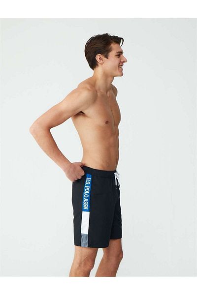 U.S. Polo Assn. Ανδρικό μακρύ μαγιό με τσέπες μαύρο - 23005