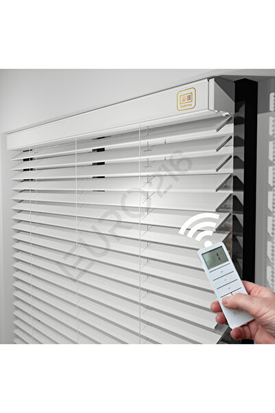 JaluziByEuro216 MOTORLU Ahşap Jaluzi Perde 50 mm %100  Ahşap BEYAZ Renk