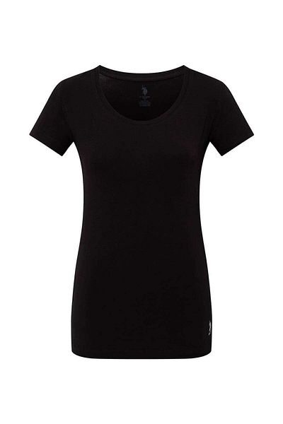 U.S. Polo Assn. Women's Black Deep Round Neck T-shirt 66003
