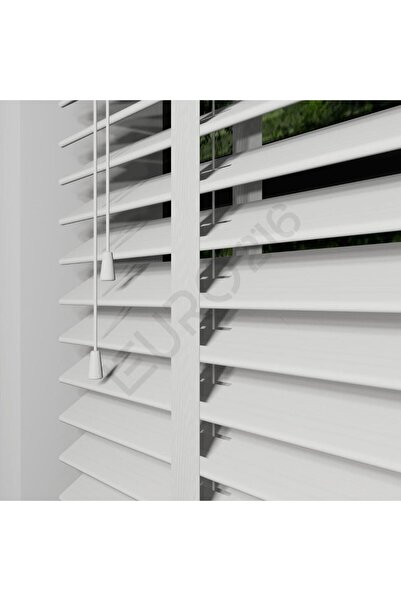 JaluziByEuro216 Ahşap Jaluzi Perde Manuel İp Kontrollü 50 mm %100  Ahşap Kurd...