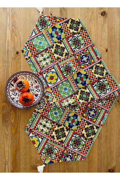 White Alamode Colorful Linen Runner 40x140 cm