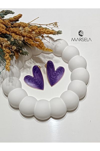 Clariss أقراط قلب أرجوانية مطلية بالمينا