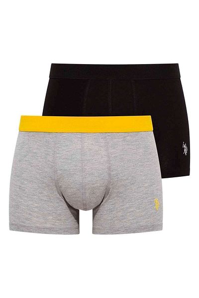 U.S. Polo Assn. Η.Π.Α. Polo Assn. Ανδρικό Grey Melange - Μαύρο Boxer 2 Pack