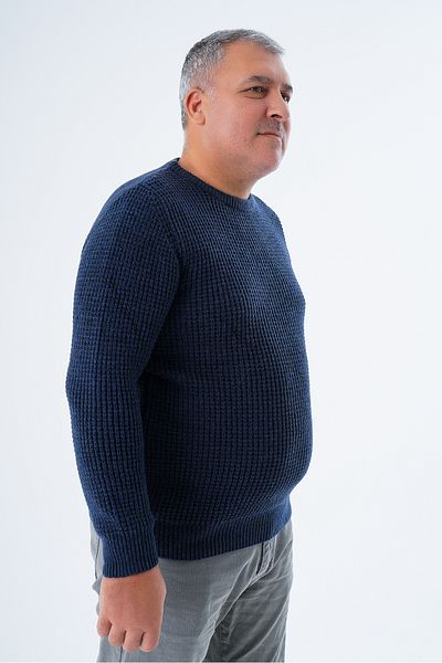 Trist Star Ανδρικό πουλόβερ πλεκτό Navy Blue - Plus Size, Thessaloniki Knitwear, Crew Neck TRIST-2116