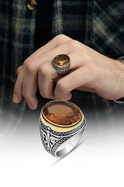 ALYANSEVİM Oval Zultanit Taşlı 925 Gümüş Erkek Yüzük