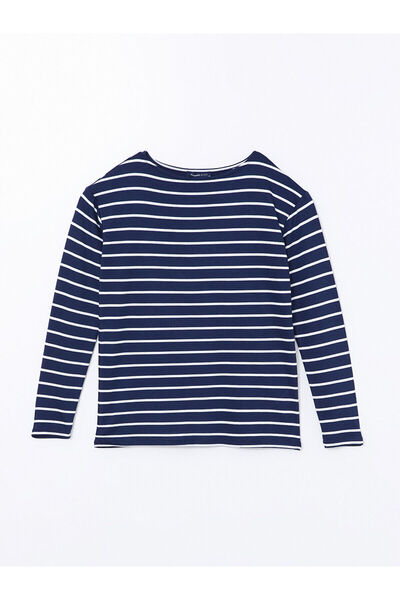 LC Waikiki LCW Bisiklet Yaka Çizgili Kadın Tişört