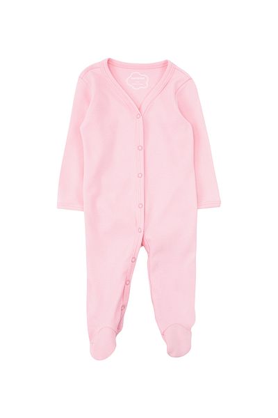 Mavipink Long Sleeve 100% Cotton Baby Girl Jumpsuit with Pink Booties