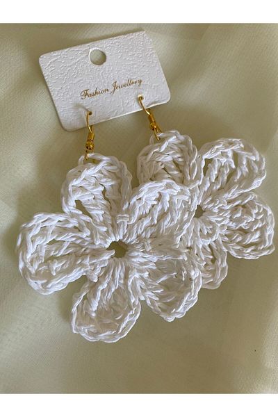 öyküsh collection White Large Daisy Earrings - Hennna, Bachelorette, Summer Earrings