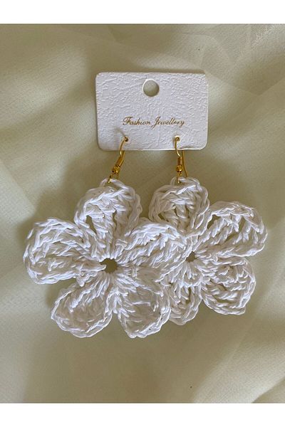 öyküsh collection White Large Daisy Earrings - Hennna, Bachelorette, Summer Earrings