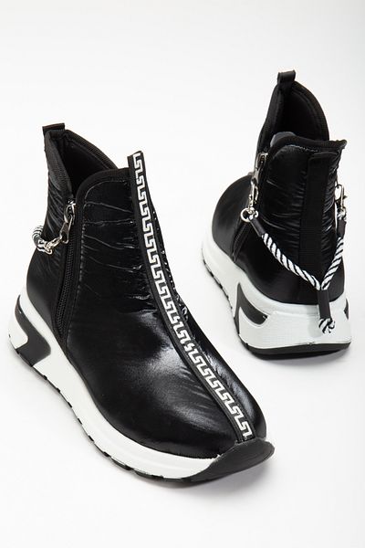 RİSSOLİ Ri̇ssoli̇ Waterproof Parachute Fabric Black Shiny Patterned Sports Boots Rs330