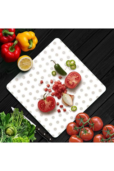 Decovetro Square Cut Small Circle Patterned Glass Cutting Board
