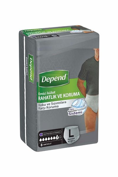 Depend Absorbent Panties Large Size Men's 8-Piece