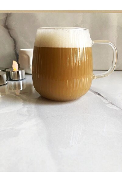 DİBA AVM كوب زجاجي مقاوم للحرارة 380 مل كوب شاي قهوة اسبريسو بوروسليكات 1 قطعة