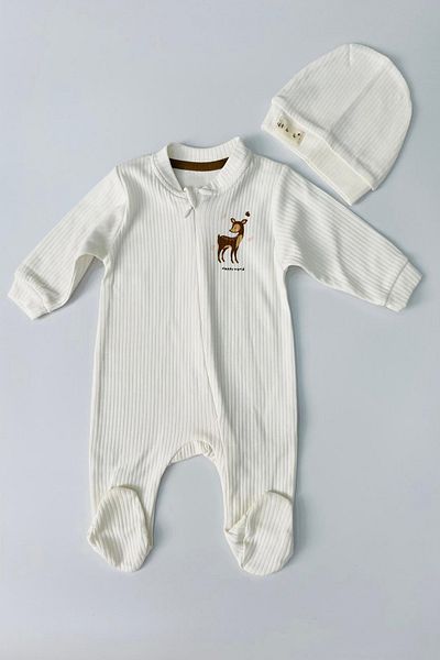 TUOBEBE Gazelle Printed 100% Cotton Unisex Corded Style Baby Jumpsuit