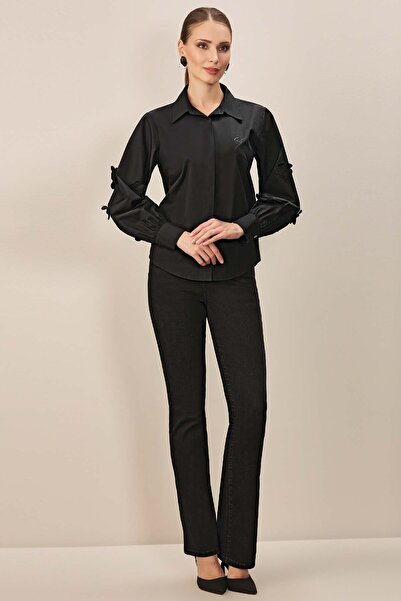 Guitar Geniş Paça Siyah Jean Pantolon