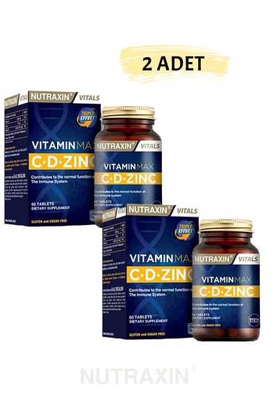 Nutraxin Vitamin Max C-d-zinc 60 Tablet - Food Supplement Containing Zinc C,d (2 Pcs) & (100ml Facial Cleansing Gel)