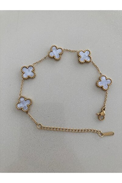 stainless steell çelik kararmaz sedefli yonca bileklik