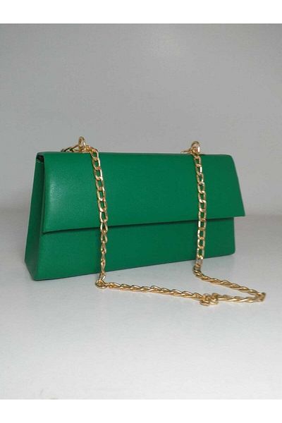 dizaynbag Зелена чанта с верижка презрамка